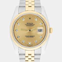 Pre Owned Rolex Datejust 116233 Automatic Champagne 18k Yellow Gold Stainless Steel Men's Wristwatch 36 mm