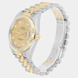Pre Owned Rolex Datejust 116233 Automatic Champagne 18k Yellow Gold Stainless Steel Men's Wristwatch 36 mm