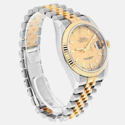 Pre Owned Rolex Datejust 116233 Automatic Champagne 18k Yellow Gold Stainless Steel Men's Wristwatch 36 mm