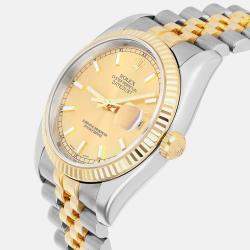 Pre Owned Rolex Datejust 116233 Automatic Champagne 18k Yellow Gold Stainless Steel Men's Wristwatch 36 mm