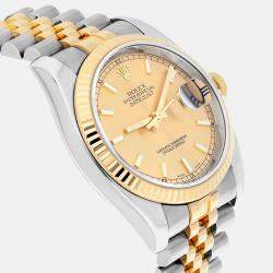 Pre Owned Rolex Datejust 116233 Automatic Champagne 18k Yellow Gold Stainless Steel Men's Wristwatch 36 mm