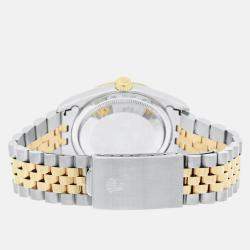 Pre Owned Rolex Datejust 16233 Automatic White 18k Yellow Gold Stainless Steel Men's Wristwatch 36 mm