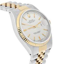 Pre Owned Rolex Datejust 16013 Automatic Silver 18k Yellow Gold Stainless Steel Men's Wristwatch 36 mm