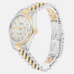 Pre Owned Rolex Datejust 16013 Automatic Silver 18k Yellow Gold Stainless Steel Men's Wristwatch 36 mm