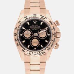 Pre Owned Rolex Cosmograph Daytona 116505 Automatic Black 18k Rose Gold Men's Wristwatch 40 mm