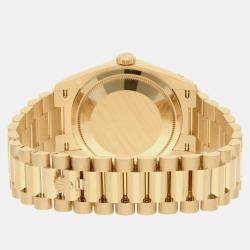 Pre Owned Rolex Day-Date 128238 Automatic Green 18k Yellow Gold Men's Wristwatch 36 mm