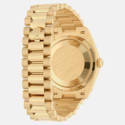 Pre Owned Rolex Day-Date 128238 Automatic Green 18k Yellow Gold Men's Wristwatch 36 mm