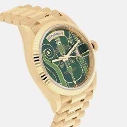 Pre Owned Rolex Day-Date 128238 Automatic Green 18k Yellow Gold Men's Wristwatch 36 mm