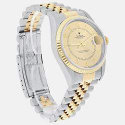 Pre Owned Rolex Datejust 16233 Automatic Champagne 18k Yellow Gold Stainless Steel Men's Wristwatch 36 mm