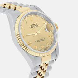 Pre Owned Rolex Datejust 16233 Automatic Champagne 18k Yellow Gold Stainless Steel Men's Wristwatch 36 mm