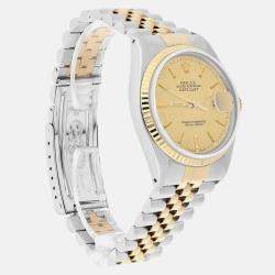 Pre Owned Rolex Datejust 16013 Automatic Champagne 18k Yellow Gold Stainless Steel Men's Wristwatch 36 mm