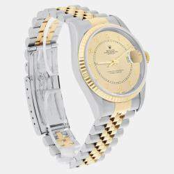 Pre Owned Rolex Datejust 16233 Automatic Champagne 18k Yellow Gold Stainless Steel Men's Wristwatch 36 mm