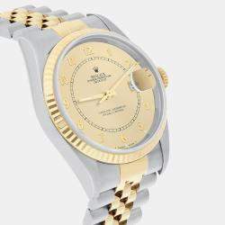 Pre Owned Rolex Datejust 16233 Automatic Champagne 18k Yellow Gold Stainless Steel Men's Wristwatch 36 mm