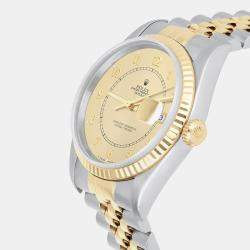 Pre Owned Rolex Datejust 16233 Automatic Champagne 18k Yellow Gold Stainless Steel Men's Wristwatch 36 mm