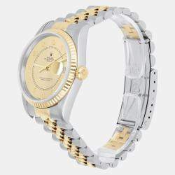 Pre Owned Rolex Datejust 16233 Automatic Champagne 18k Yellow Gold Stainless Steel Men's Wristwatch 36 mm