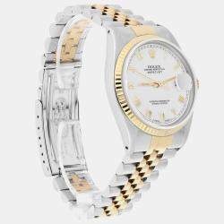 Pre Owned Rolex  Datejust 16013 Automatic White 18k Yellow Gold Stainless Steel Men's Wristwatch 36 mm