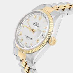 Pre Owned Rolex  Datejust 16013 Automatic White 18k Yellow Gold Stainless Steel Men's Wristwatch 36 mm