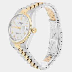 Pre Owned Rolex  Datejust 16013 Automatic White 18k Yellow Gold Stainless Steel Men's Wristwatch 36 mm