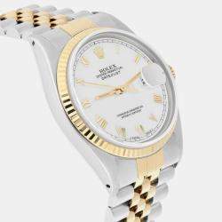 Pre Owned Rolex  Datejust 16013 Automatic White 18k Yellow Gold Stainless Steel Men's Wristwatch 36 mm