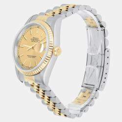 Pre Owned Rolex Datejust 16233 Automatic Champagne 18k Yellow Gold Stainless Steel Men's Wristwatch 36 mm