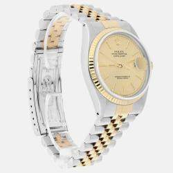 Pre Owned Rolex Datejust 16013 Automatic Champagne 18k Yellow Gold Stainless Steel Men's Wristwatch 36 mm