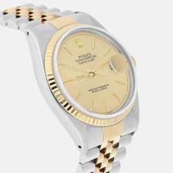Pre Owned Rolex Datejust 16013 Automatic Champagne 18k Yellow Gold Stainless Steel Men's Wristwatch 36 mm