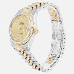 Pre Owned Rolex Datejust 16013 Automatic Champagne 18k Yellow Gold Stainless Steel Men's Wristwatch 36 mm