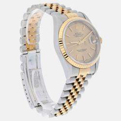 Pre Owned Rolex Datejust 16233 Automatic Champagne 18k Yellow Gold Stainless Steel Men's Wristwatch 36 mm