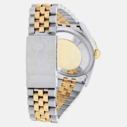 Pre Owned Rolex Datejust 16233 Automatic Champagne 18k Yellow Gold Stainless Steel Men's Wristwatch 36 mm