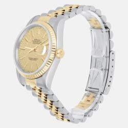 Pre Owned Rolex Datejust 16233 Automatic Champagne 18k Yellow Gold Stainless Steel Men's Wristwatch 36 mm