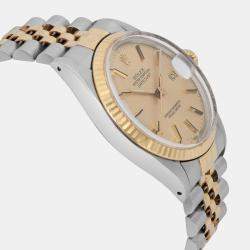 Pre Owned Rolex Datejust 16013 Automatic Champagne Dial 18K Yellow Gold Stainless Steel Men's Wristwatch 36 mm