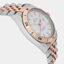Pre Owned Rolex Datejust Turn-O-Graph 116261 Automatic White Dial 18K Rose Gold Stainless Steel Men's Wristwatch 36 mm
