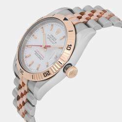 Pre Owned Rolex Datejust Turn-O-Graph 116261 Automatic White Dial 18K Rose Gold Stainless Steel Men's Wristwatch 36 mm