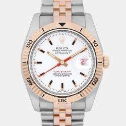 Pre Owned Rolex Datejust Turn-O-Graph 116261 Automatic White Dial 18K Rose Gold Stainless Steel Men's Wristwatch 36 mm