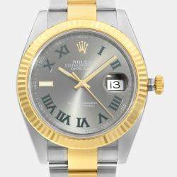 Pre Owned Rolex Datejust 126333 Automatic Slate Wimbledon Dial 18K Yellow Gold Stainless Steel Men's Wristwatch 41 mm