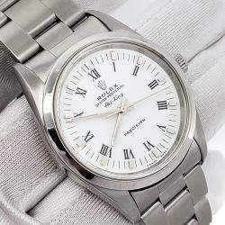 Pre Owned Rolex Air-King 14000 Automatic White Stainless Steel Men's Wristwatch 34 mm
