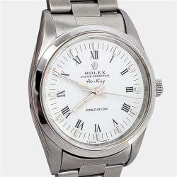 Pre Owned Rolex Air-King 14000 Automatic White Stainless Steel Men's Wristwatch 34 mm