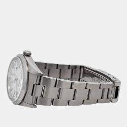 Pre Owned Rolex Oyster Perpetual Date 15200 Automatic White Stainless Steel Men's Wristwatch 34 mm