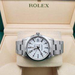 Pre Owned Rolex Oyster Perpetual Date 15200 Automatic White Stainless Steel Men's Wristwatch 34 mm