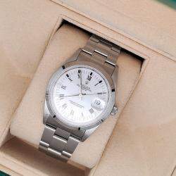 Pre Owned Rolex Oyster Perpetual Date 15200 Automatic White Stainless Steel Men's Wristwatch 34 mm