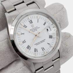 Pre Owned Rolex Oyster Perpetual Date 15200 Automatic White Stainless Steel Men's Wristwatch 34 mm