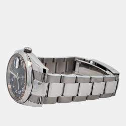 Pre Owned Rolex Oyster Perpetual Date 115200 Automatic Black Stainless Steel Men's Wristwatch 34 mm