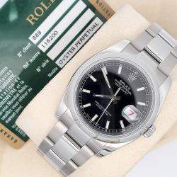 Pre Owned Rolex Datejust 116200 Automatic Black Stainless Steel Men's Wristwatch 36 mm