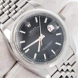 Pre Owned Rolex Datejust 116200 Automatic  Black Stainless Steel Men's Wristwatch  36 mm