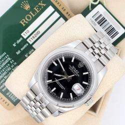 Pre Owned Rolex Datejust 116200 Automatic  Black Stainless Steel Men's Wristwatch  36 mm