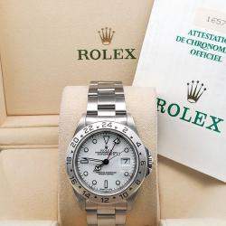Pre Owned Rolex Explorer II 16570 Automatic White Stainless Steel Men's Wristwatch 40 mm