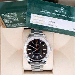 Pre Owned Rolex Milgauss 116400 Automatic Black Stainless Steel Men's Wristwatch 40 mm