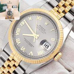 Pre Owned Rolex Datejust 116233 Automatic Slate 18K Yellow Gold Stainless Steel Men's Wristwatch 36 mm