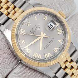 Pre Owned Rolex Datejust 116233 Automatic Slate 18K Yellow Gold Stainless Steel Men's Wristwatch 36 mm