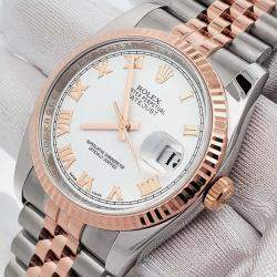 Pre Owned Rolex Datejust 116231 Automatic White 18K Rose Gold Stainless Steel Men’s Wristwatch 36 mm